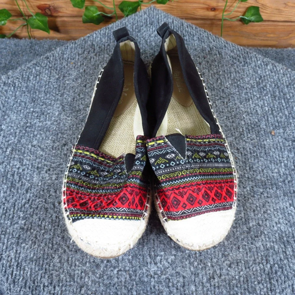 Bella Marie Angela-11 Womens Espadrille Flat Size 5.5 Summer Boho Black Multi